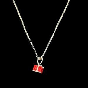 925 Silver Swarovski Crystal Red Gift Box necklace
